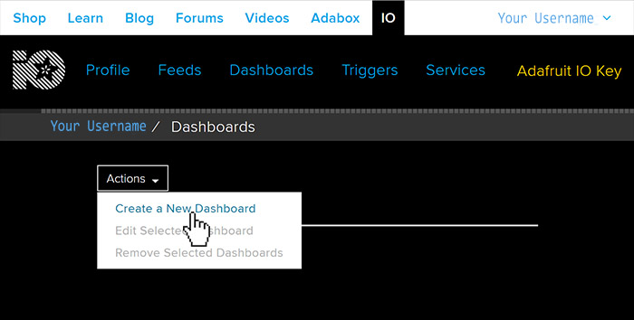 Adafruit create Dashboard