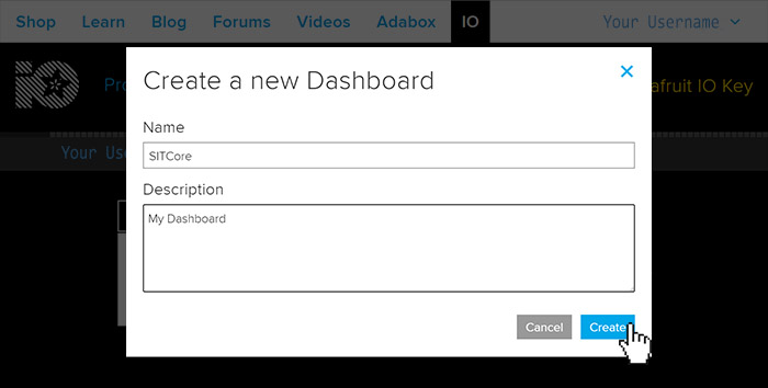 Adafruit name Dashboard