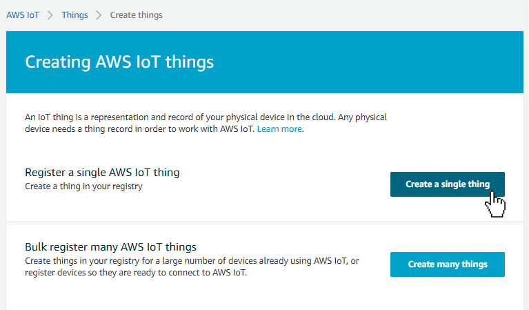 AWS Create Single Thing