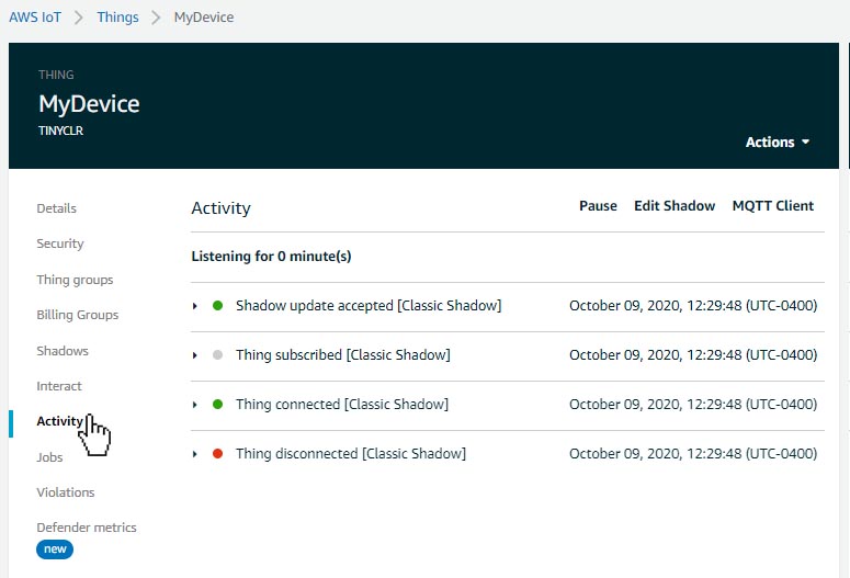 AWS Device Activity