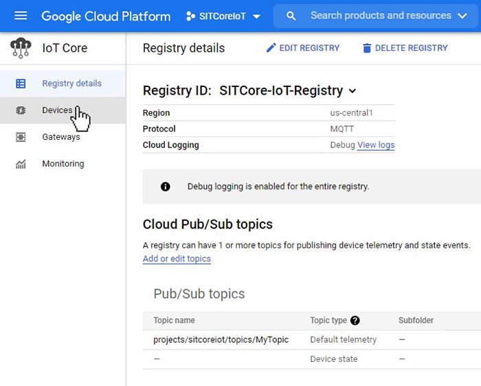 GCloud Create Device