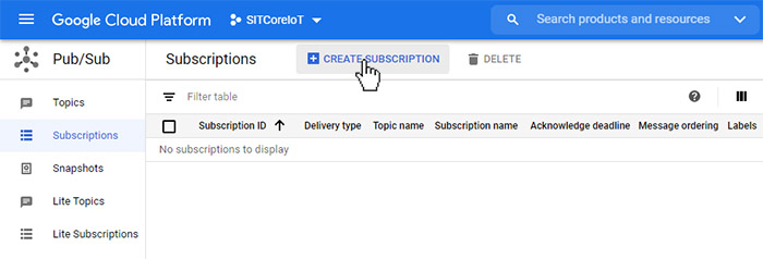 GCloud Create Subscription