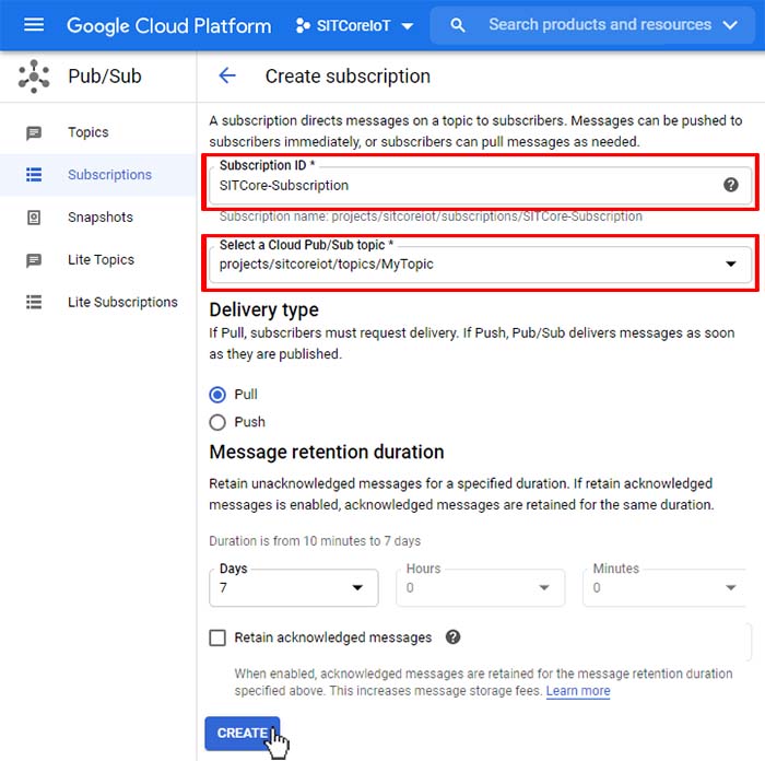 GCloud Name Subscription