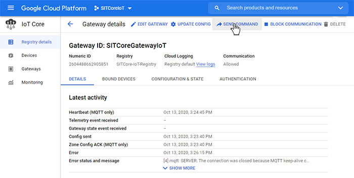 GCloud Message in VS