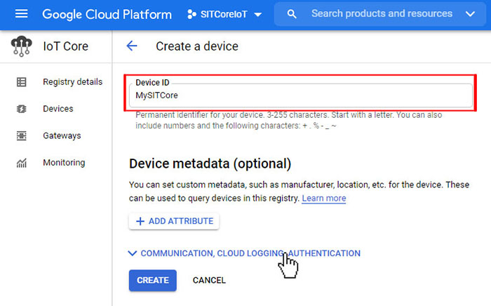 GCloud Create Device ID