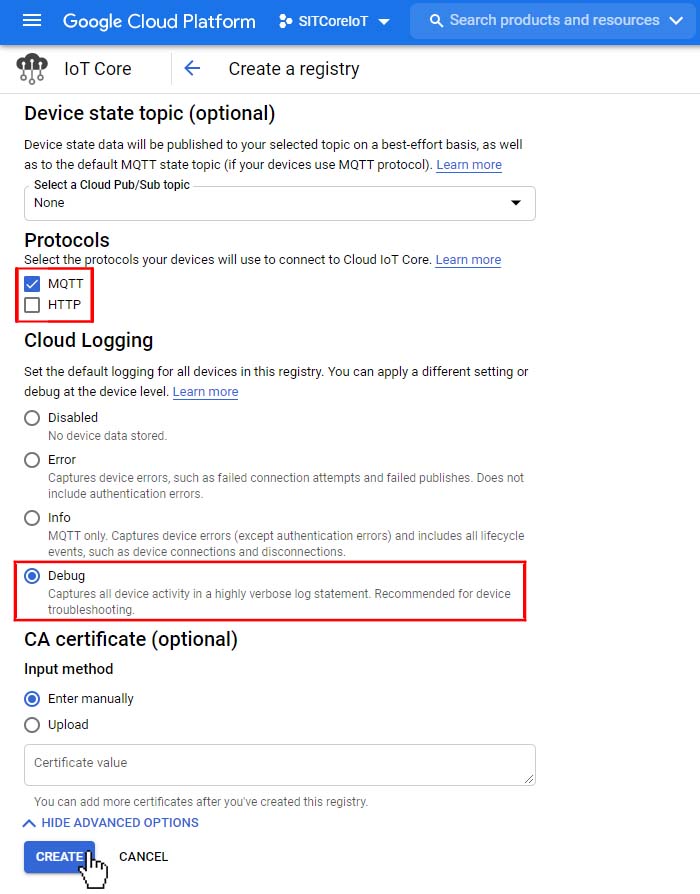 GCloud Set Protocols