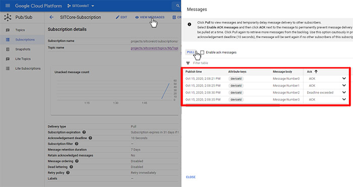 GCloud View Messages