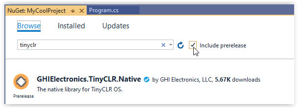 Search for TinyCLR